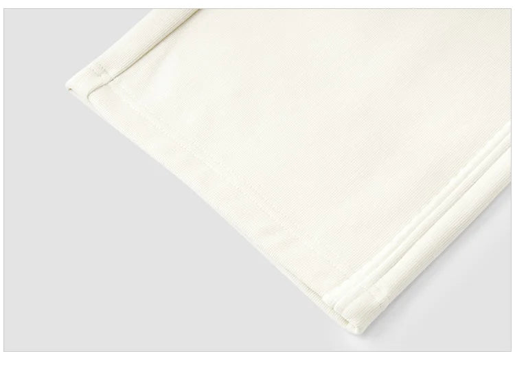 Wide Leg Fleece Lined Lace Trim Elegant High Waist Casual Trousers