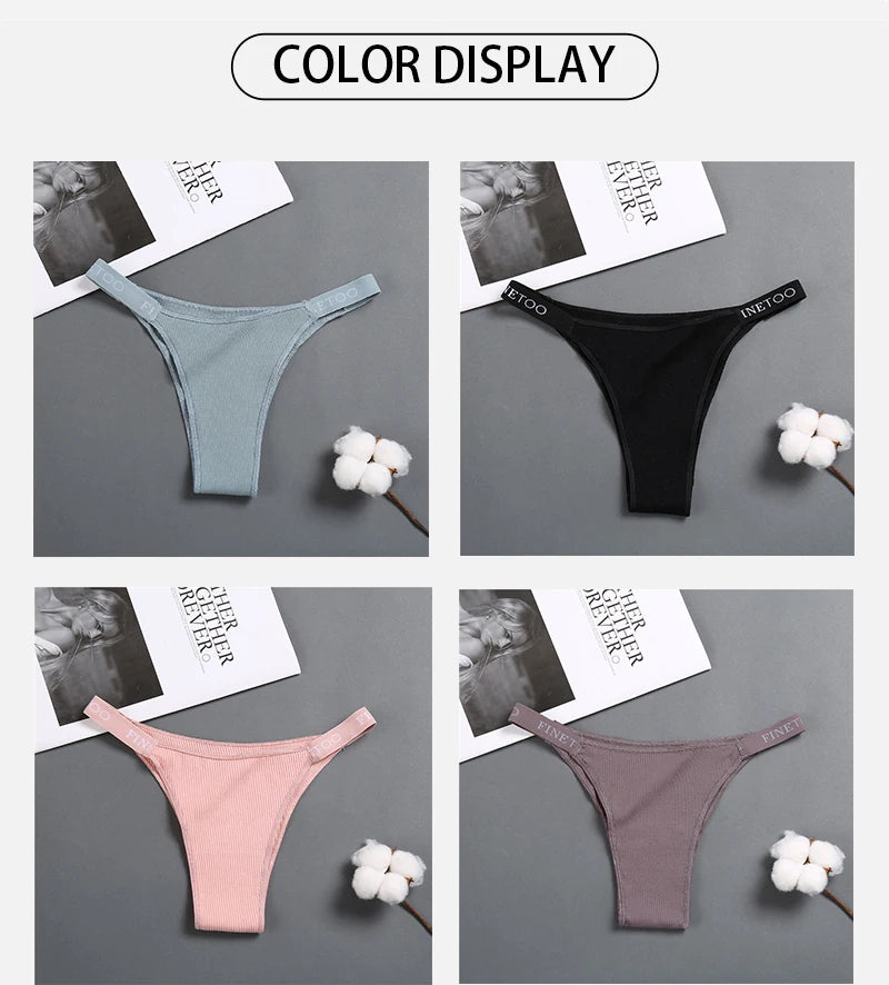 3Pcs Low-Rise Cotton Panties Bikini Underwear Letter Belt Underpants Comfortable Briefs Lingerie