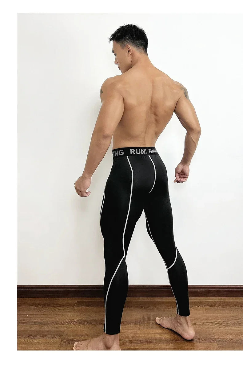 Men's Gym Compression Pants Quick Dry Reflector Sportswear Running Tights Fitness Training Sport Leggings