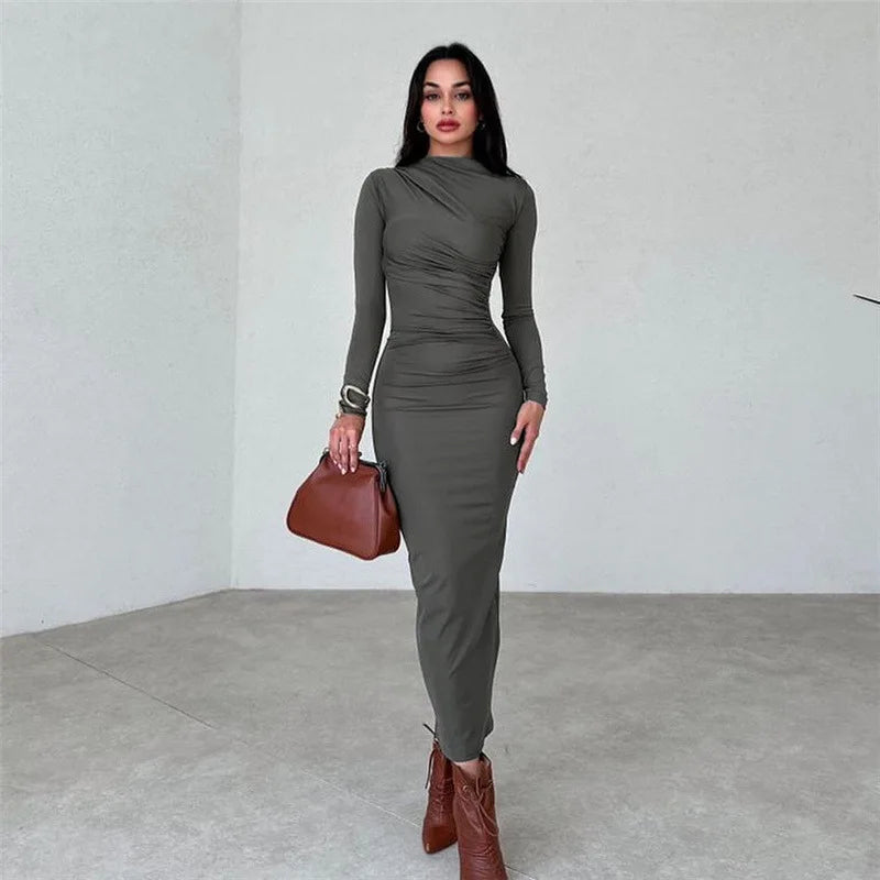 Women's Elegant Ruched Long Bodycon  Party Dress