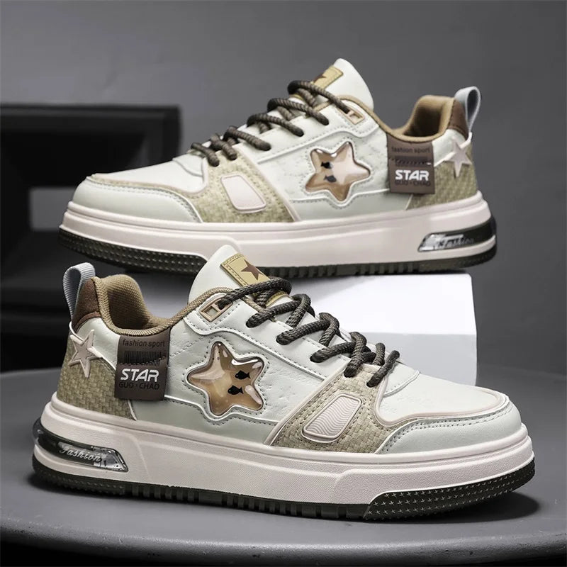 Men's Casual Stars Platform Crystal Fish  Skateboard Sports Sneakers