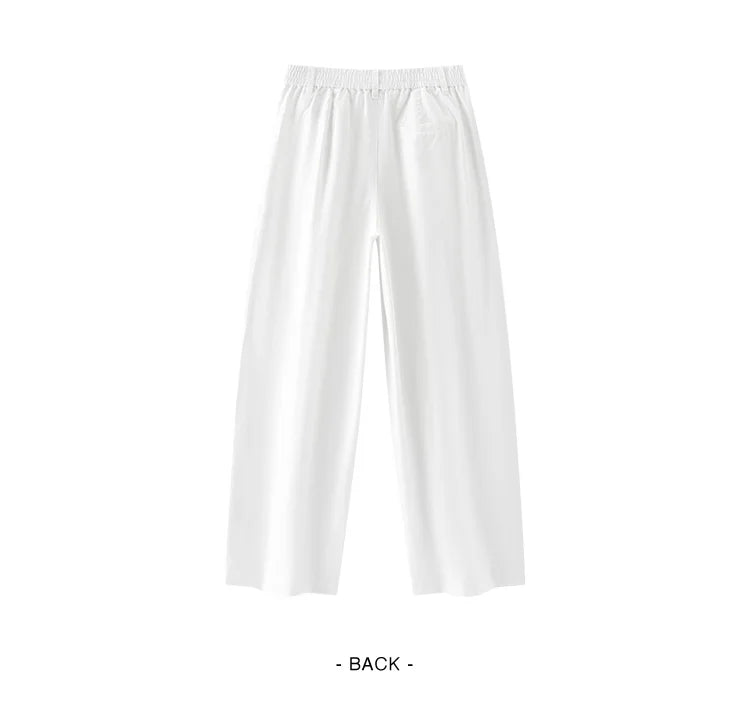 Women's Distressed Loose Trousers - Brushed Split Curved Hem Casual Autumn Pants