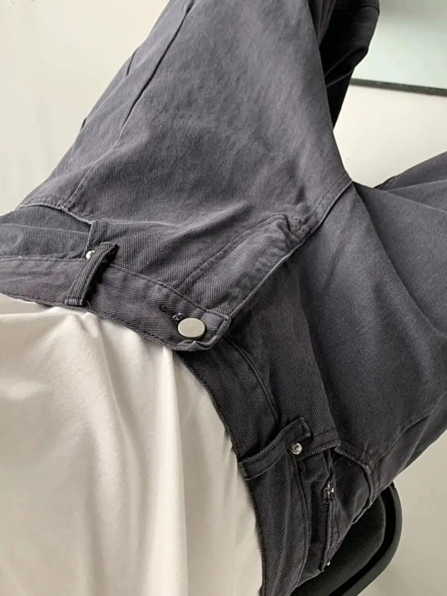 Men's High-Waisted Straight Jeans - Loose Wide Leg