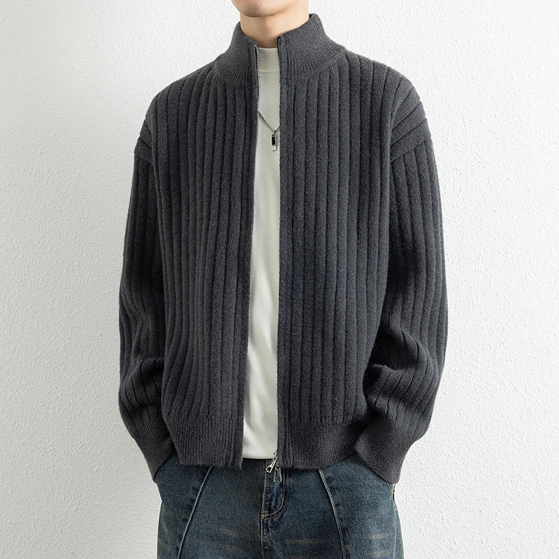 Men's V-Neck Knit Cardigan - Slim Fit Casual Sweater