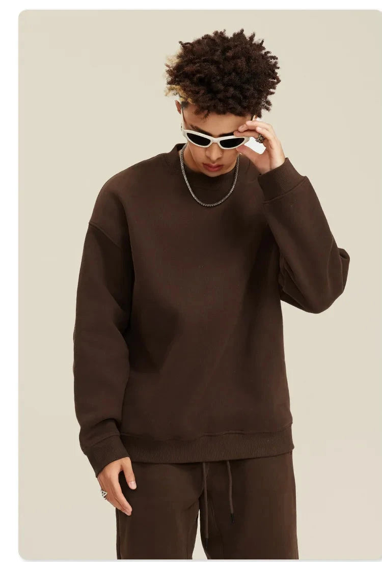 Unisex Round Neck Oversized Sweatshirt and Joggers Set