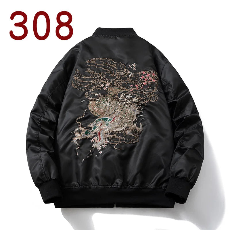 Men's Vintage Embroidered MA-1 Bomber Jacket - Air Force Style