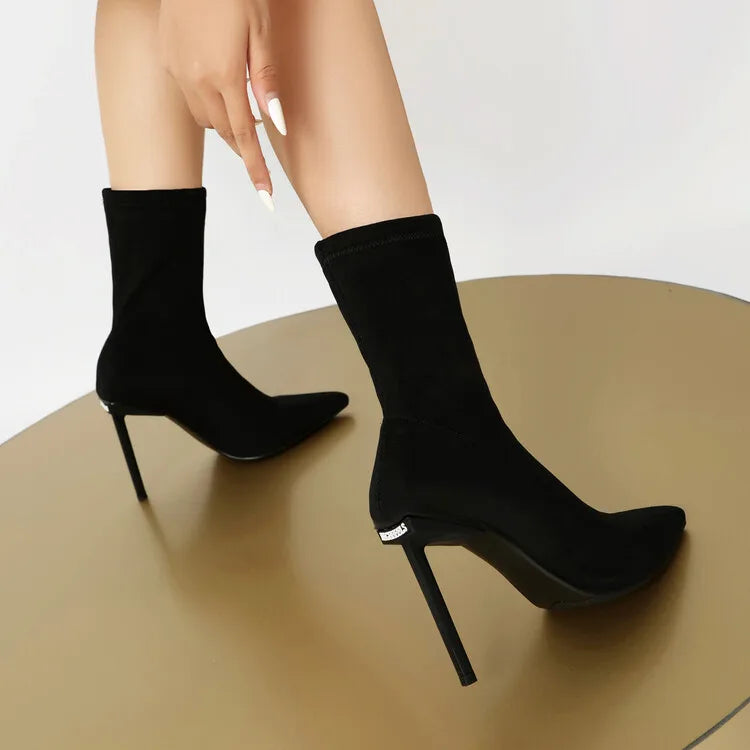 Suede Elastic Ankle Boots