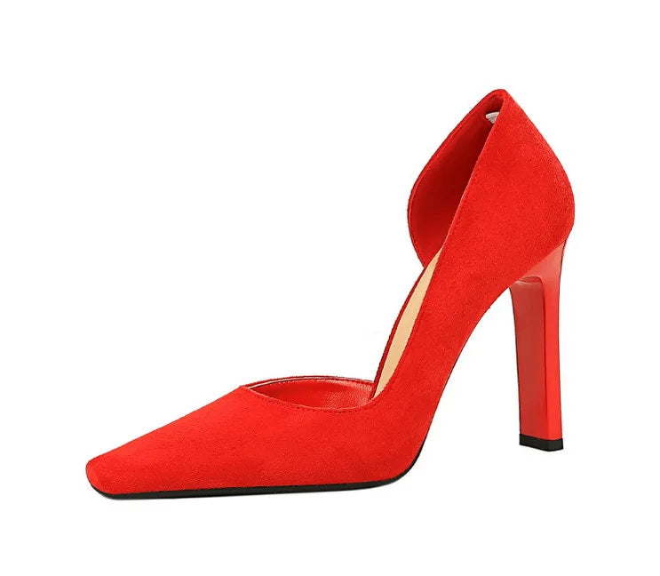 Women's 10.5 CM Heels Square Head Pumps Block Heels