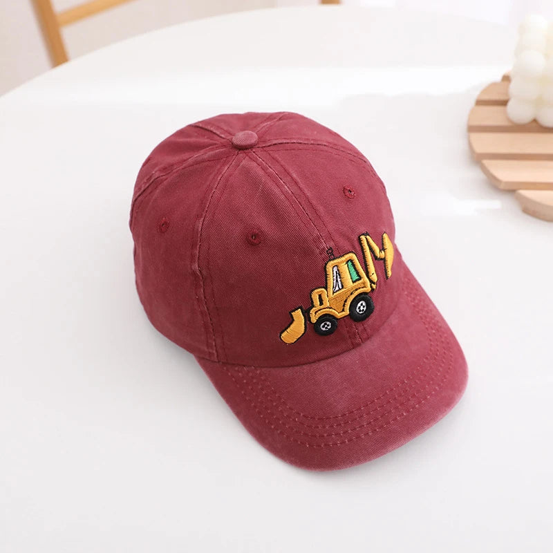 Children's Toddler Excavator Embroidery Adjustable Kids Baseball Hat