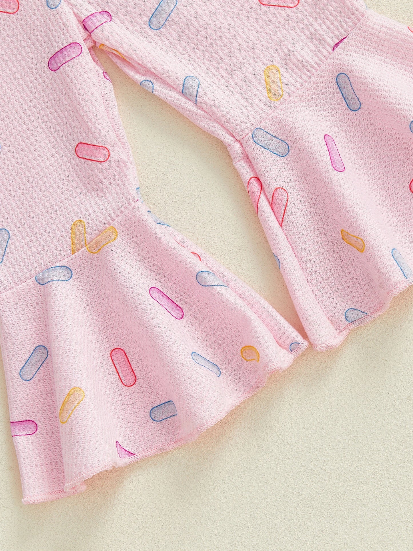 Toddler Girls Birthday Overalls Jumpsuit - Cake Embroidery Sleeveless Bell Bottom Flare Pants