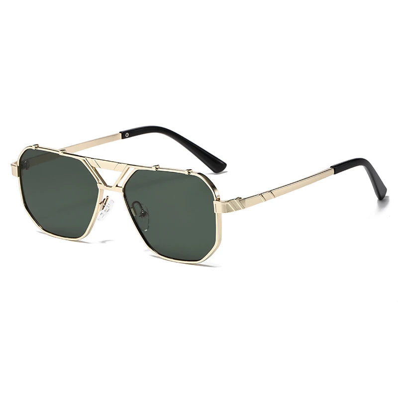 Unisex 1/2pcs Vintage Metal Double Bridges Square Sunglasses UV400
