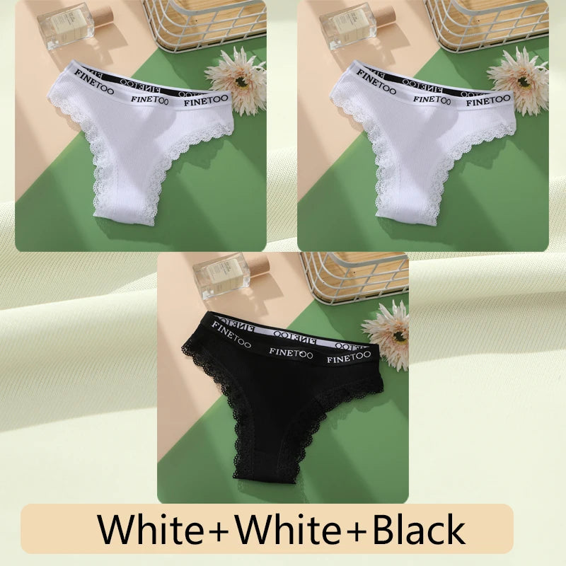 Women's Cotton Lace Low Waist Underwear Thongs G-String Lingerie