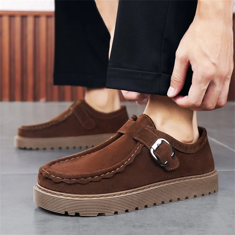 Men's Platform Sneakers - Buckle Closure Tennis Sports Shoes