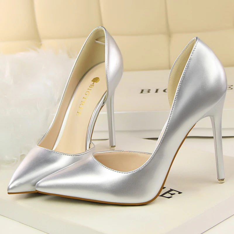 Patent Leather Stiletto Pumps - Professional Office Heels Available in 12 Colors