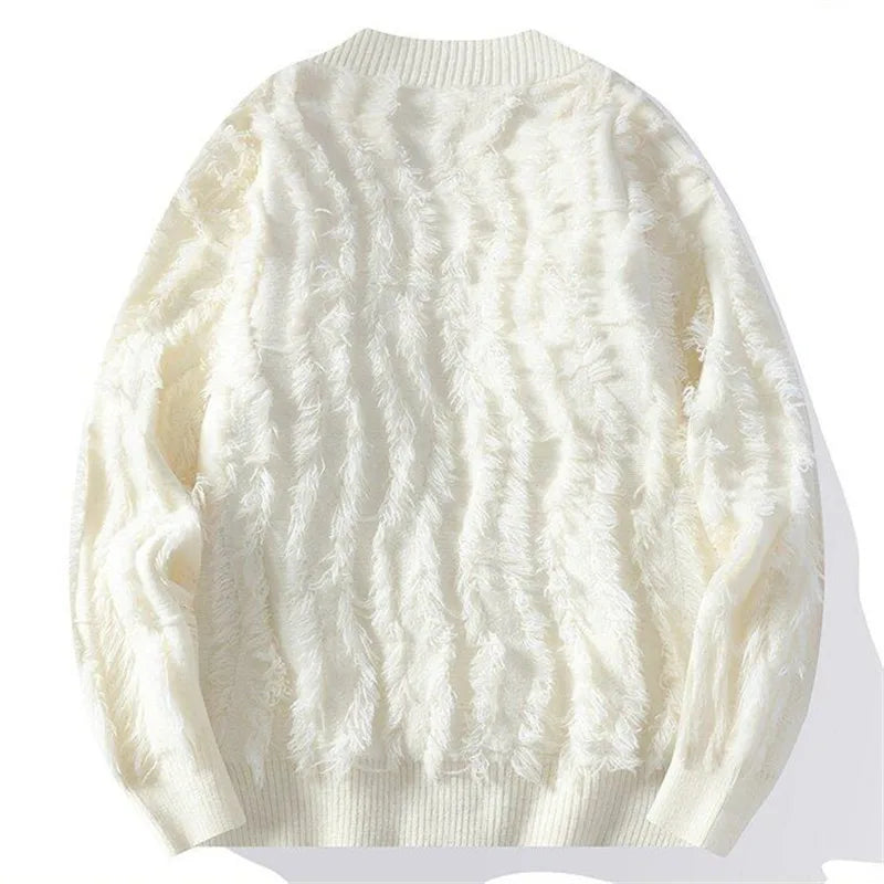 Men's Korean Style V-Neck Cardigan - Vintage Loose Knit Sweatercoat