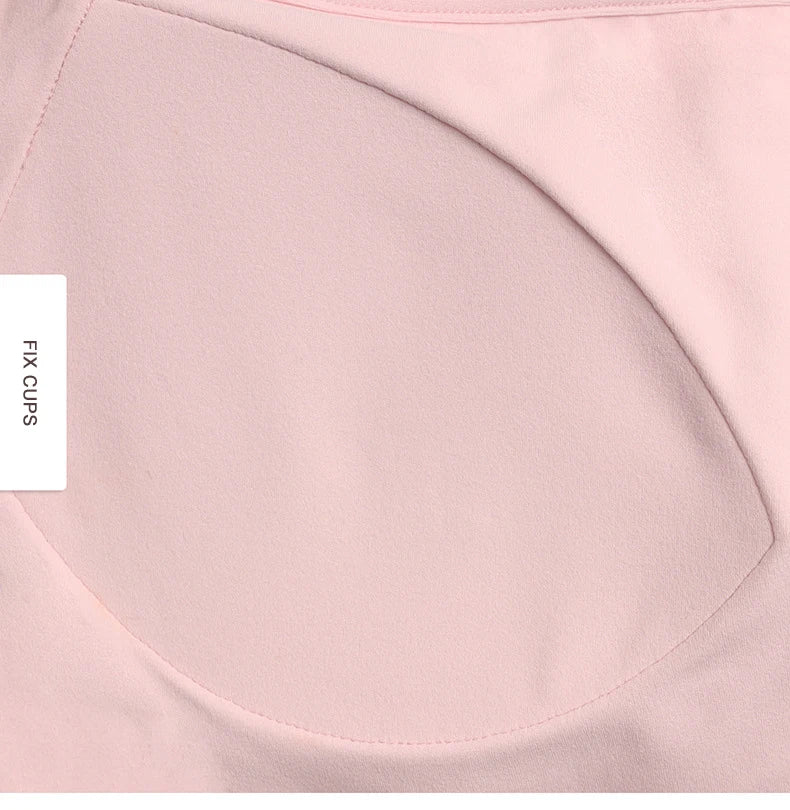 High Support Sports Bra with Fixed Cups - Breathable Nylon Fitness Top