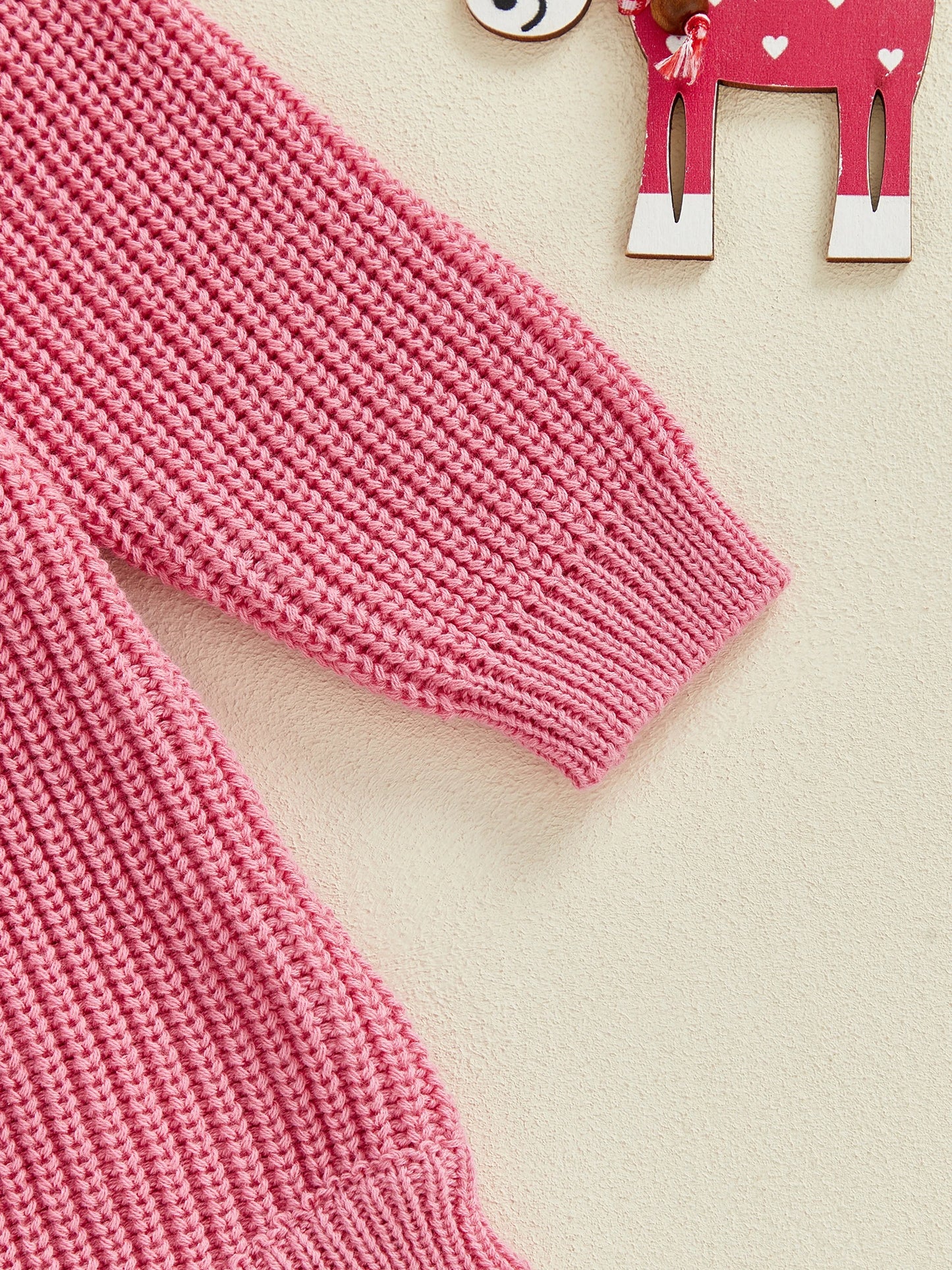 Valentine's Day Baby Knit Romper - Long Sleeve Heart Embroidery Jumpsuit