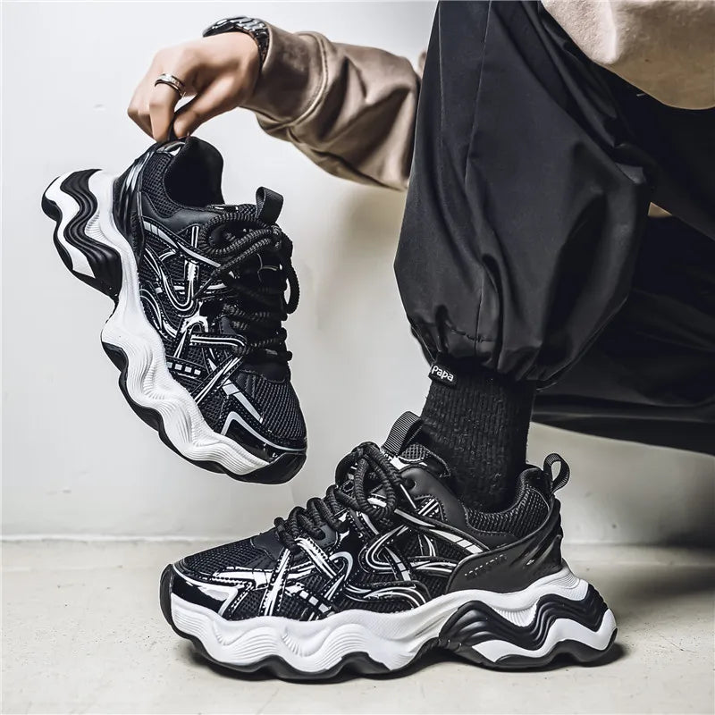 Men's Casual Platform Breathable Sports Shoes Lace Up Sneakers