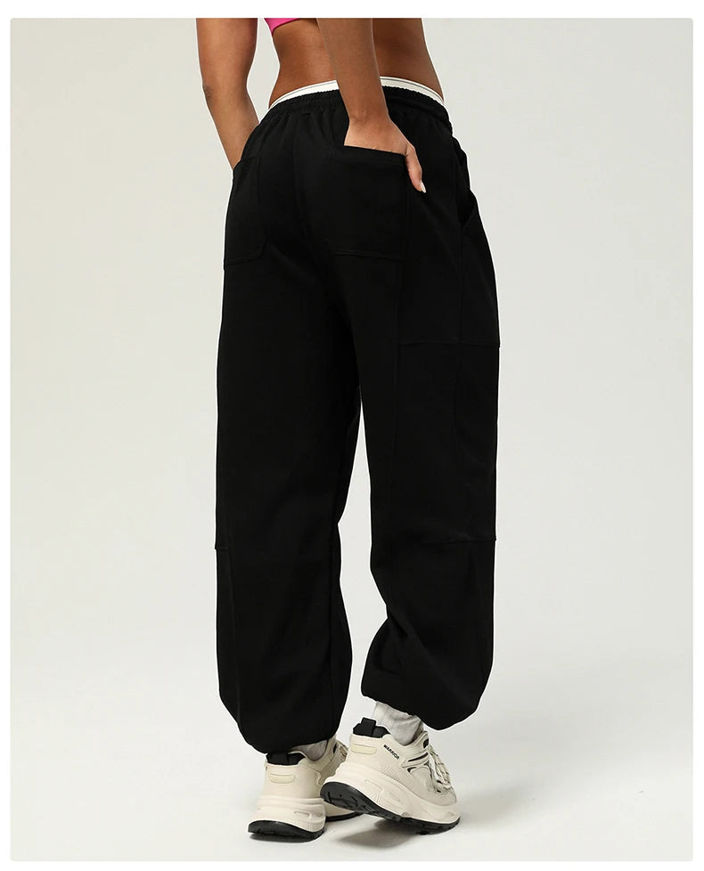 Women's Loose Drawstring Jogger Sweatpants — Breathable Pocket Sports Trousers