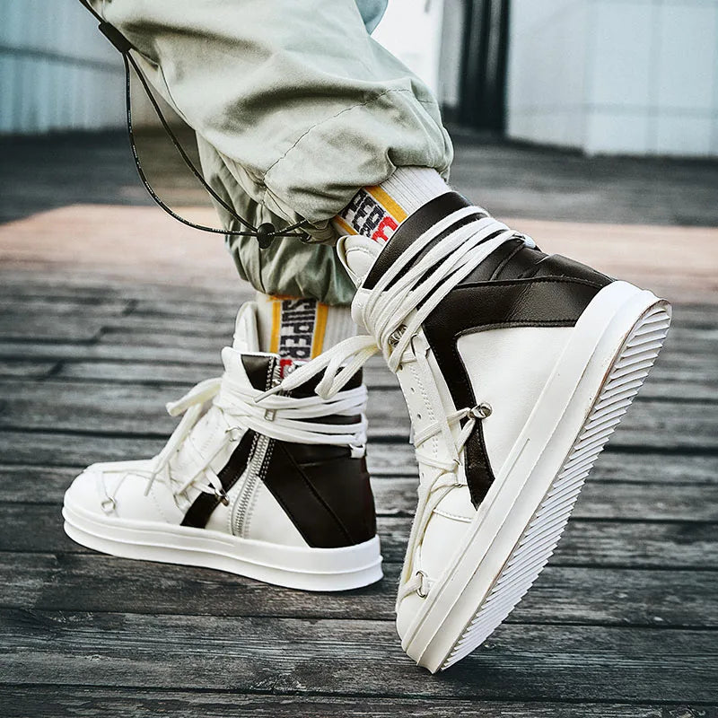 Men's Casual High-top Sports Strap Design Sneakers