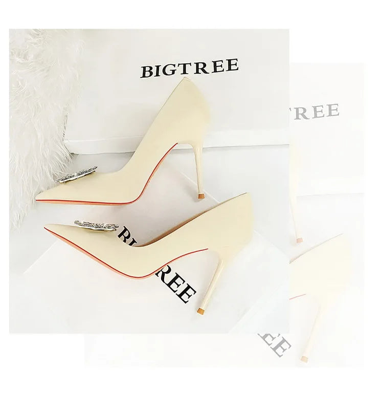 Women's Metal Rhinestone High Heels Silks Satins  Stilettos