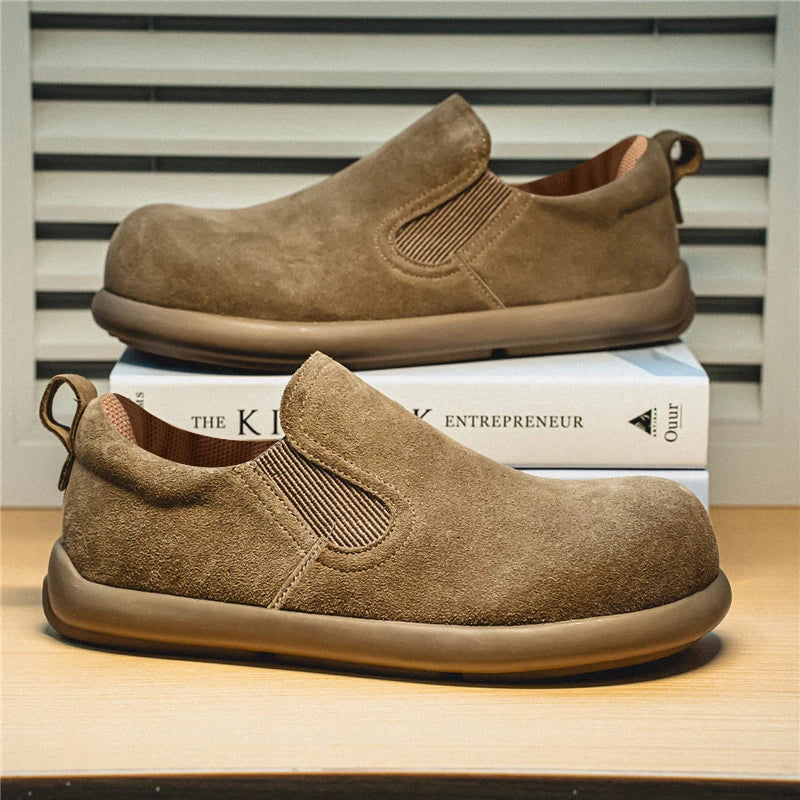 Men's Casual Sneakers British Style Loafers Slip-on Suede Leather Shoes