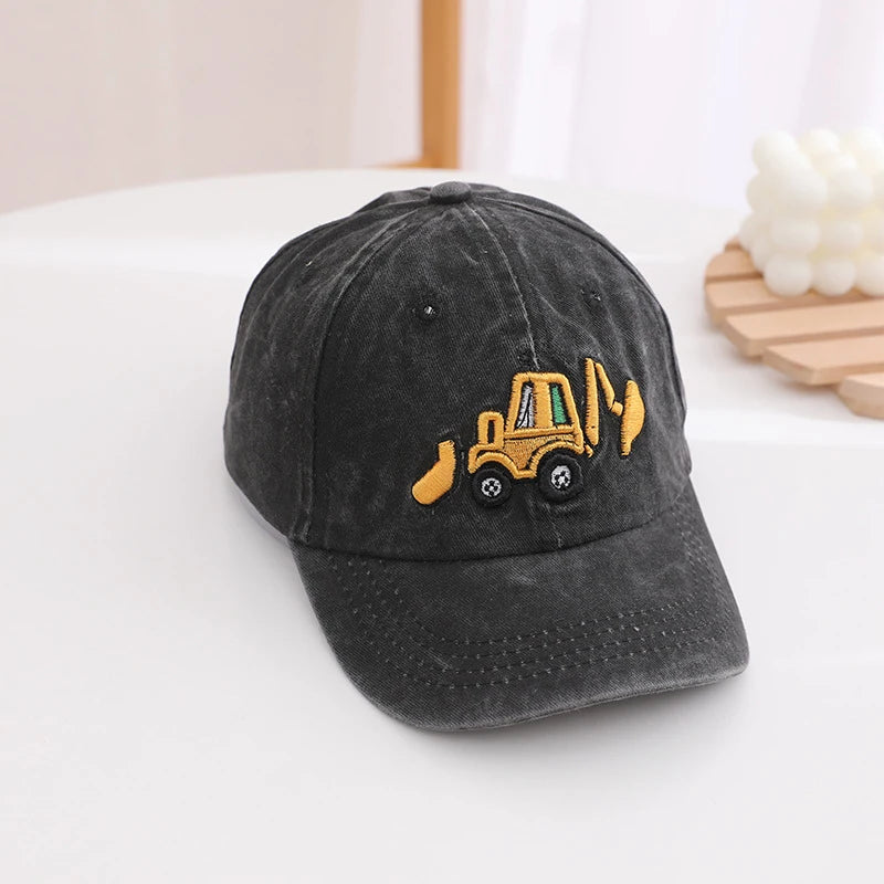 Children's Toddler Excavator Embroidery Adjustable Kids Baseball Hat