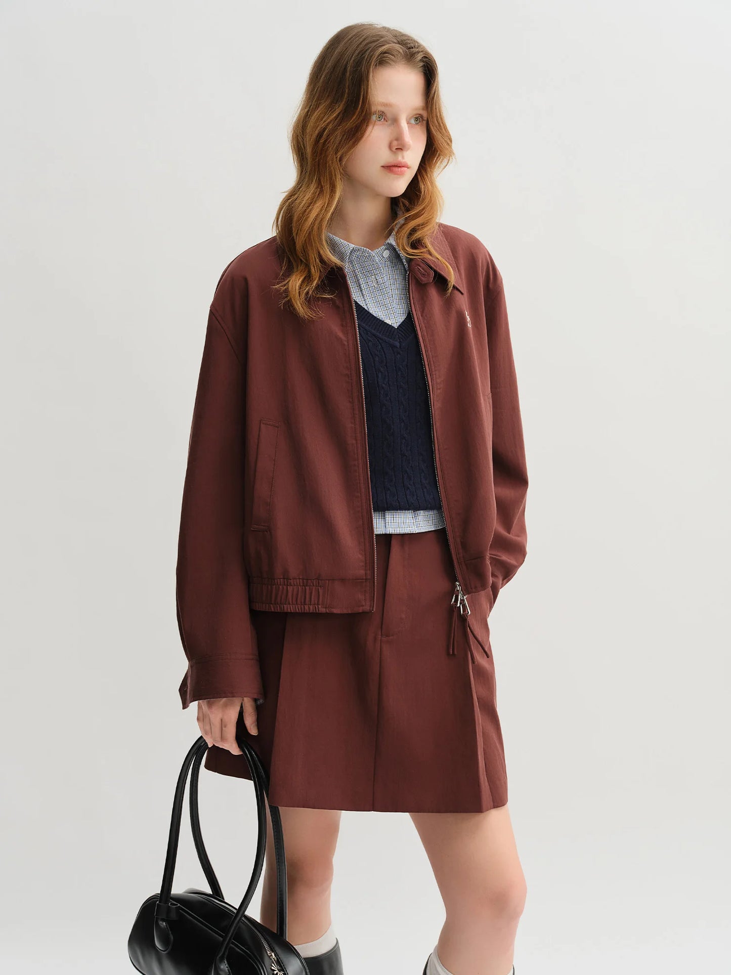 Women's Plus-Size Plaid Patchwork Jacket & Skirt Set - Chic Autumn Fashion Set
