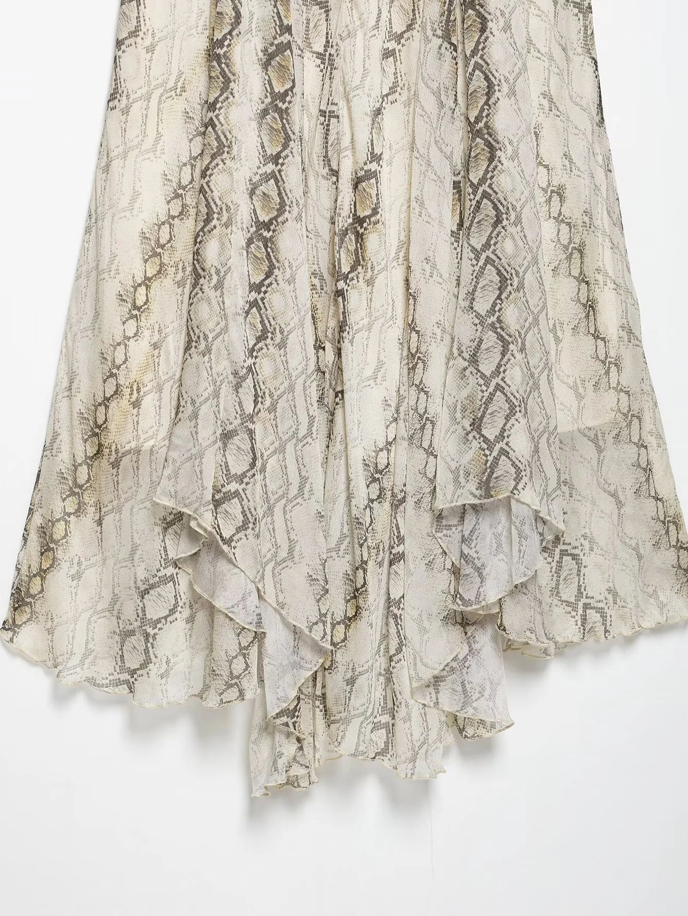 Women's Retro Vacation Midi Skirt - Irregular Snake Pattern Print Summer