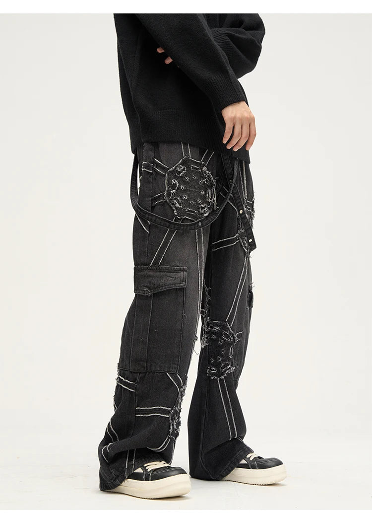 Men's Spider Splicing Baggy  Denim  Jeans