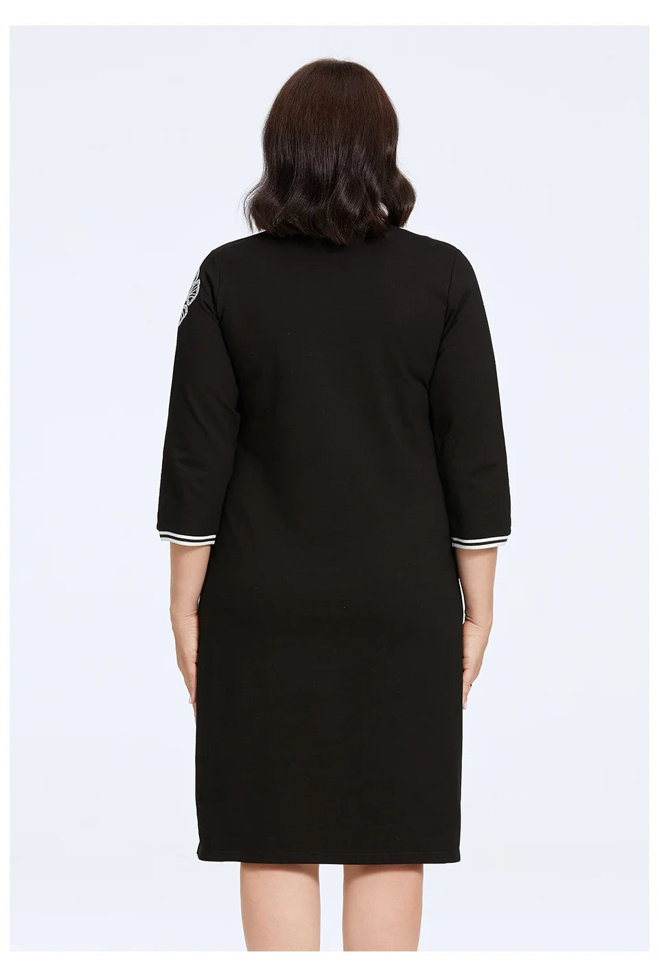 Women's Oversized Floral Embroidery A-Line Midi Dress – Long Sleeve