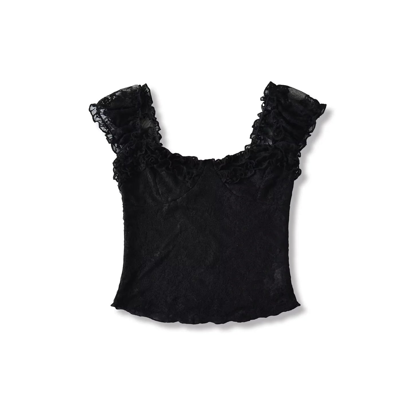 Women's Off Shoulder Lace T-Shirt with Square Neckline