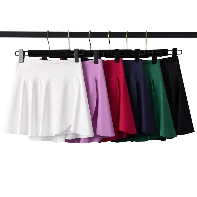 Women's High Waist Tennis Skirt with Pockets - Quick Dry Athletic Skort