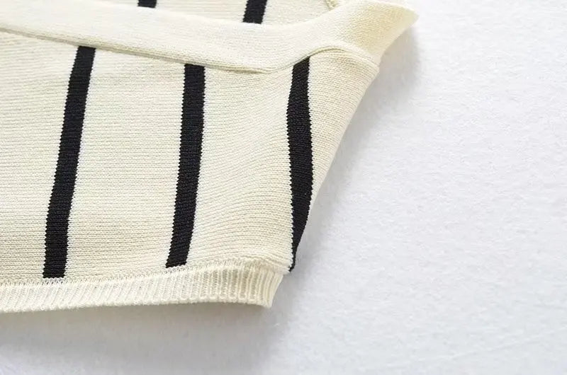 Striped Tank Top - Single Breasted Sleeveless Summer Crop Top