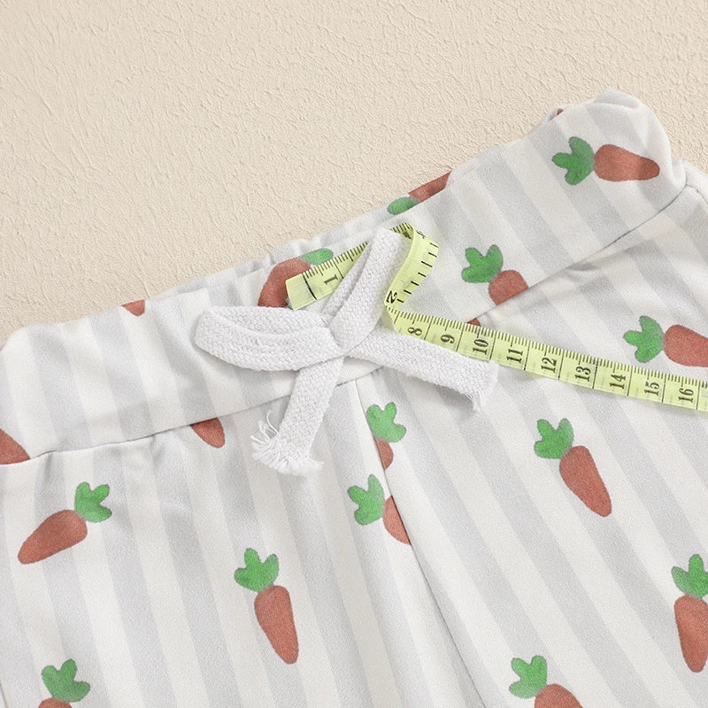 Infant Baby Boys Easter Clothes Set - Carrot Stripe Print T-Shirt & Shorts 2pcs