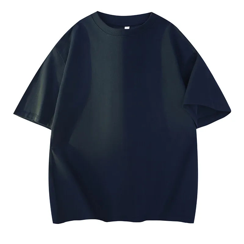 Men's Summer Cotton Short Sleeve Round-Neck Loose  Breathable Casual T-Shirt