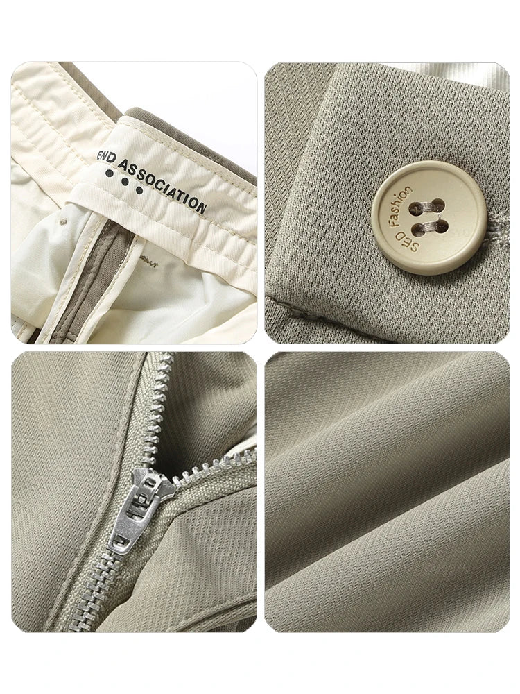 Men's Ankle-Length Straight Leg Trousers | Elastic Waist | Sash Detail | Midweight | All Season | Smart Casual