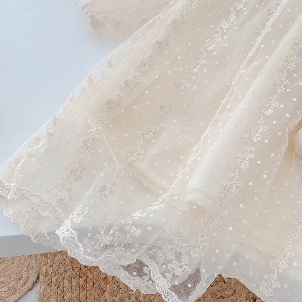 Girls' Lace Tulle Princess Dress – Long Sleeve Party & Wedding Dress