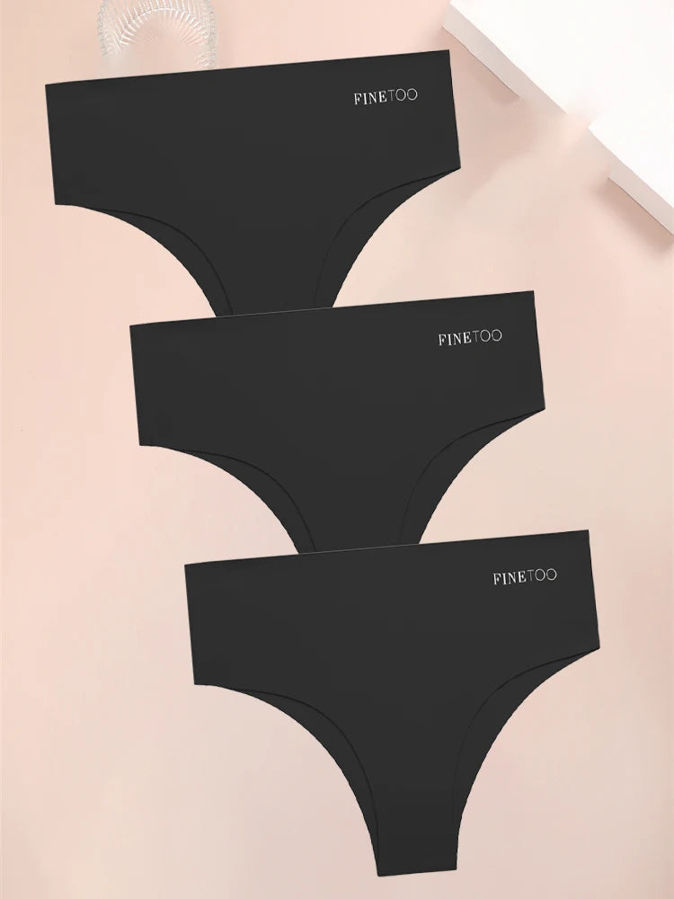 3PCS Women's Seamless Plus Size Underwear High Waist Briefs Stretch Comfortable Traceless Lingerie