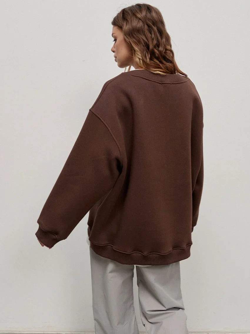 Women's Oversized Loose Pullover Fleece Sweatshirt