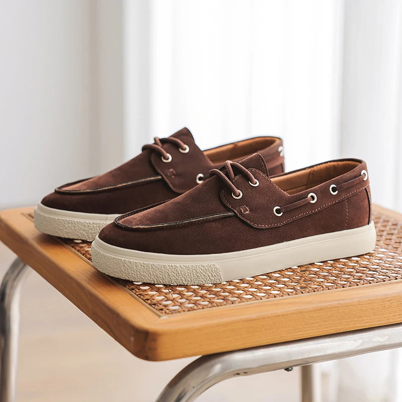 Slip-On Leather Sneakers - Men's Breathable Skateboard & Tennis Loafers