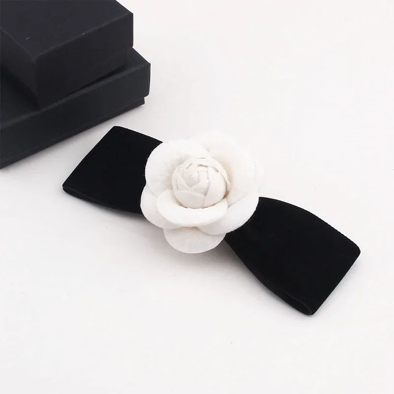 Retro Camellia Flower Brooch - Fabric Bow Lapel Pin for Women