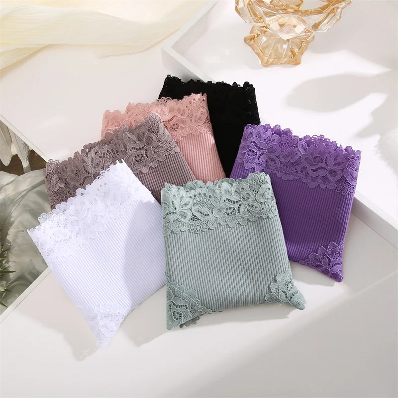 Women's Cotton Brazilian Briefs Set - 5 Pack Lace Underwear