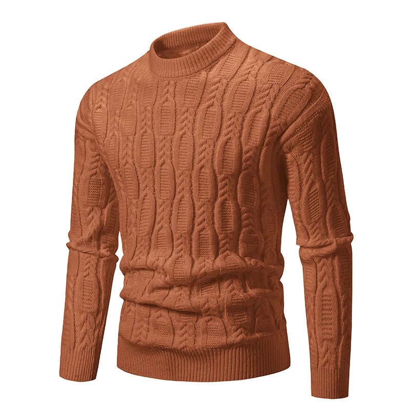 Men's O-Neck Knitted Sweater - Warm Casual Pullover for Autumn Winter