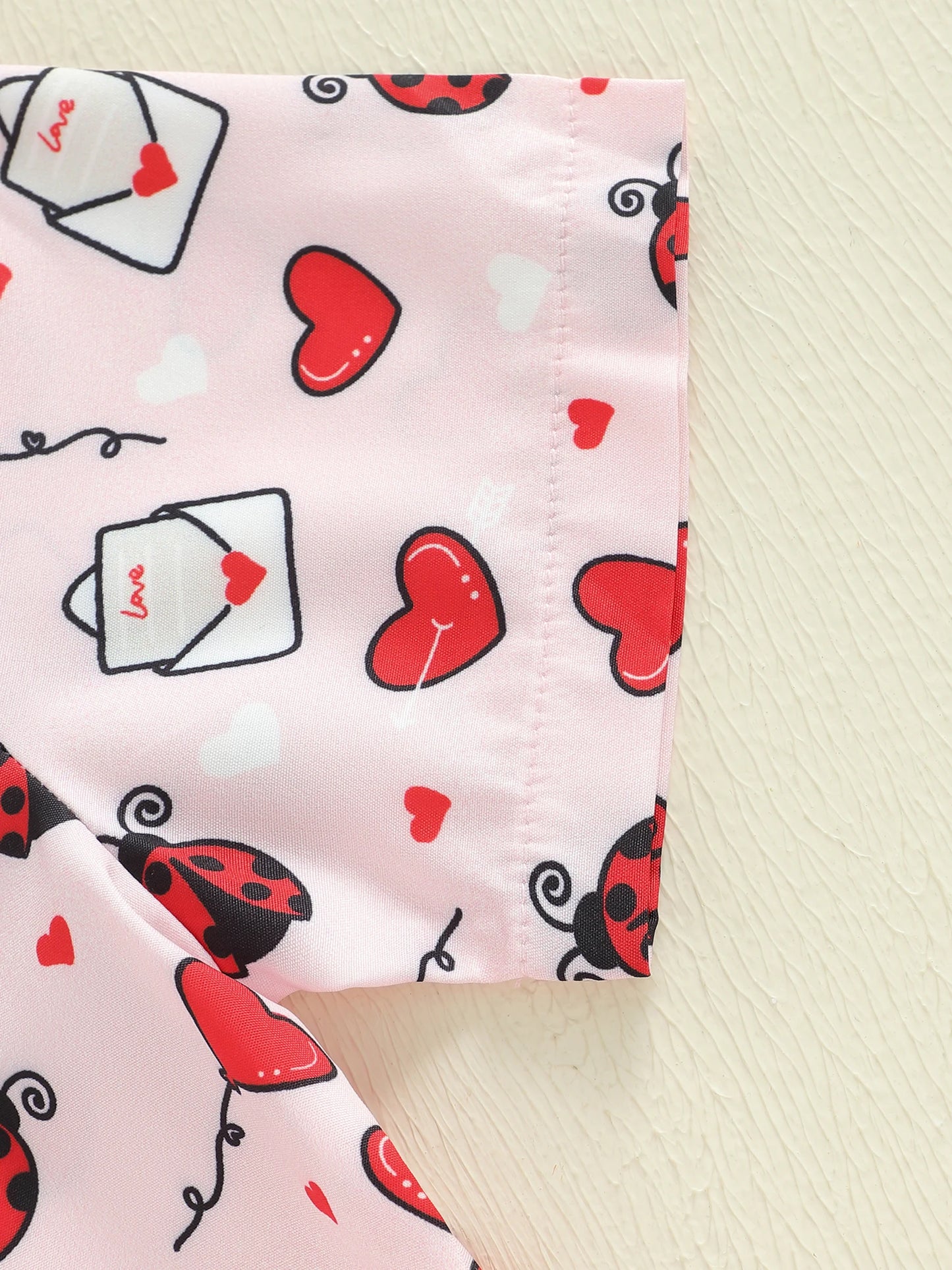 Toddler Boys Valentine's Day Gentleman Outfit Set - Heart Print Shirt & Shorts 1-5Y