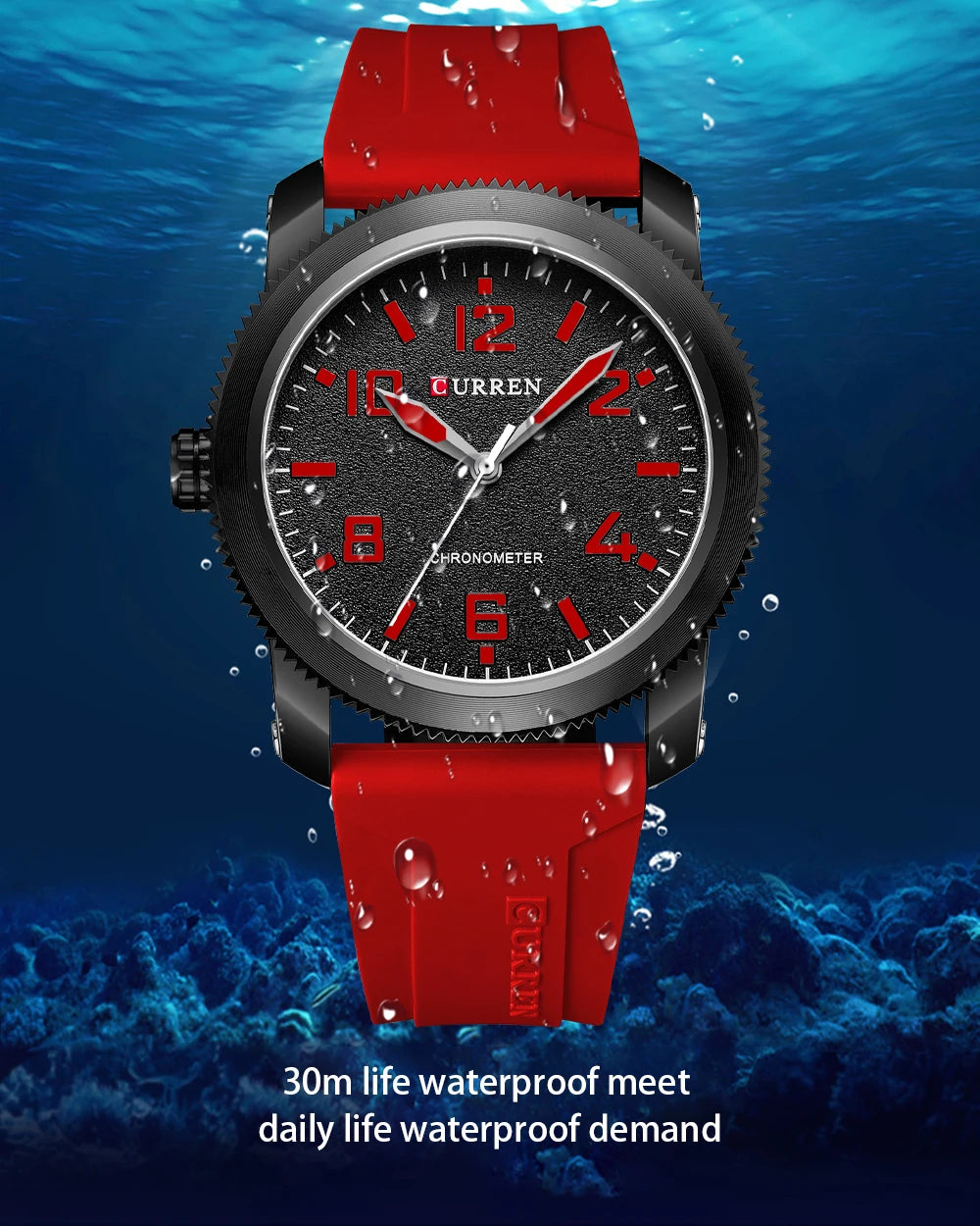 Fashion Quartz Watch - Big Numeral Dial Business Wristwatch with Silicone Strap for Men