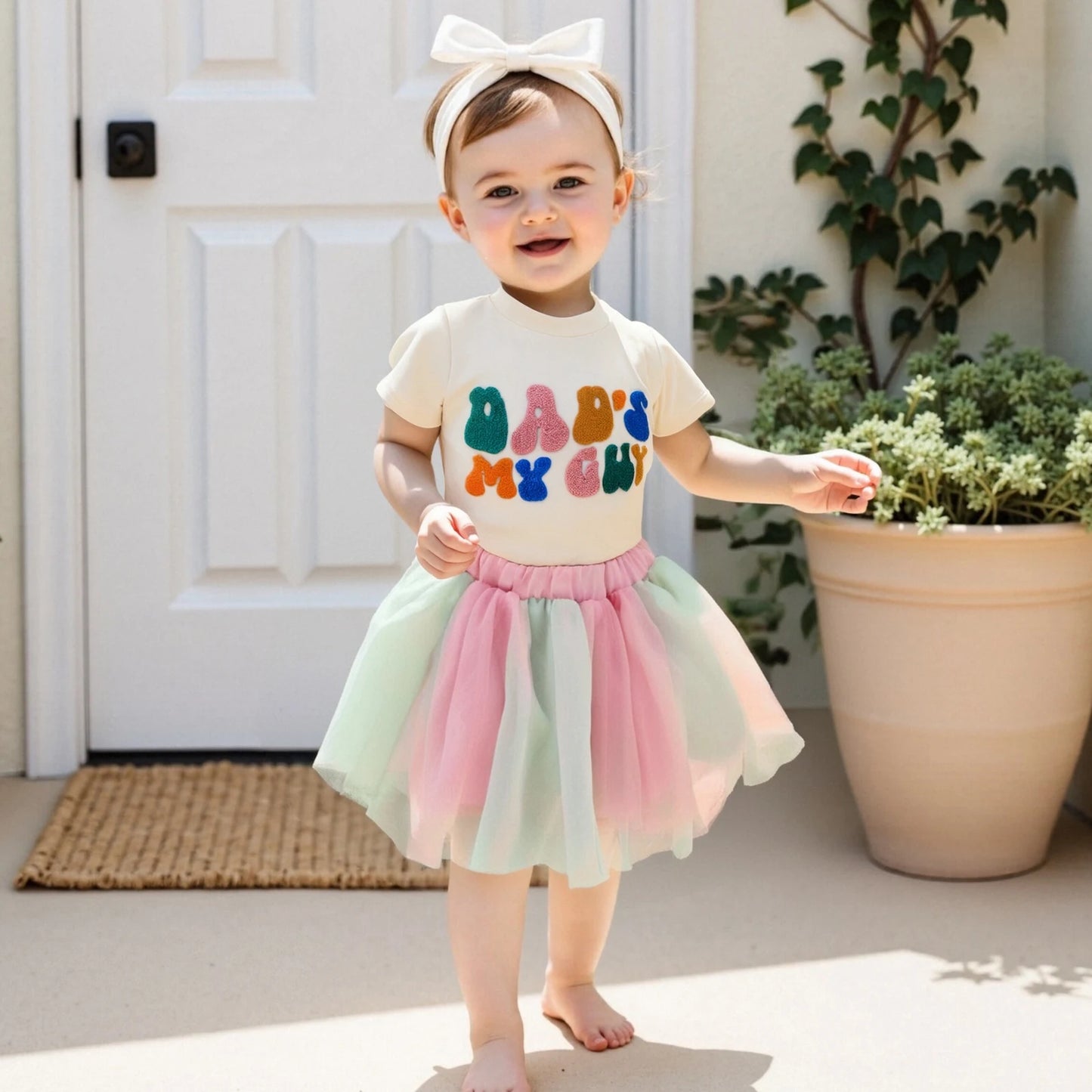 0-5Y Toddler Kids Girls Summer Clothes Sets Letter Embroidery Short Sleeve T-Shirt and Elastic Tulle Skirt