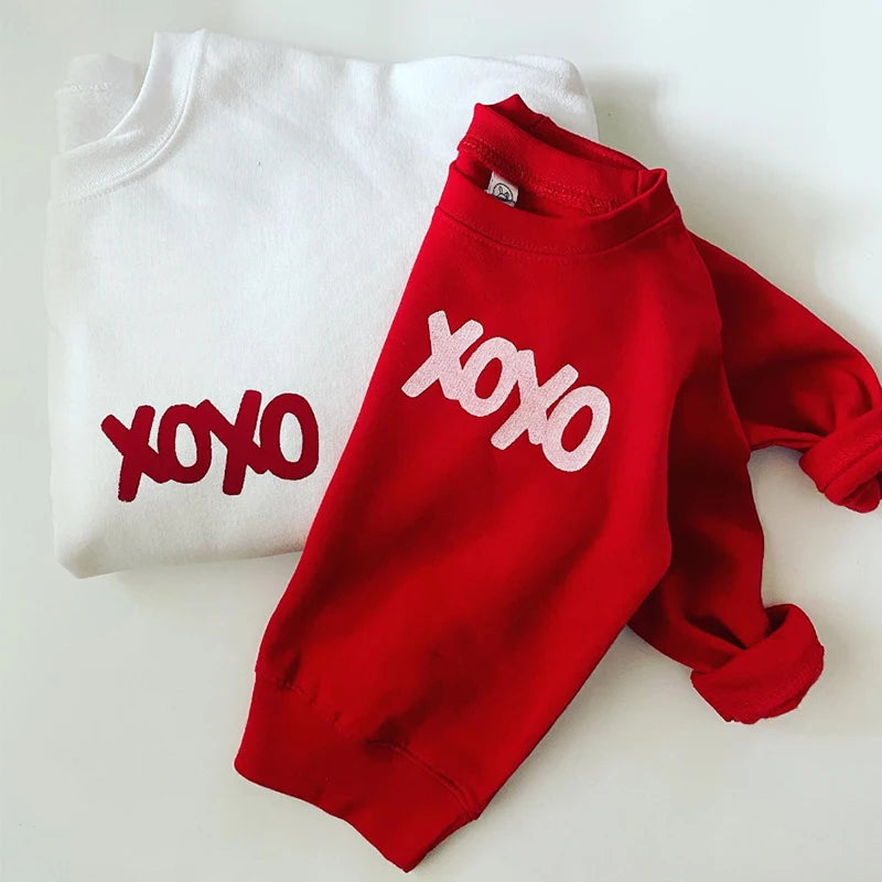 Kids Boys Valentine's Day Sweatshirt - Letter Print Long Sleeve Pullover