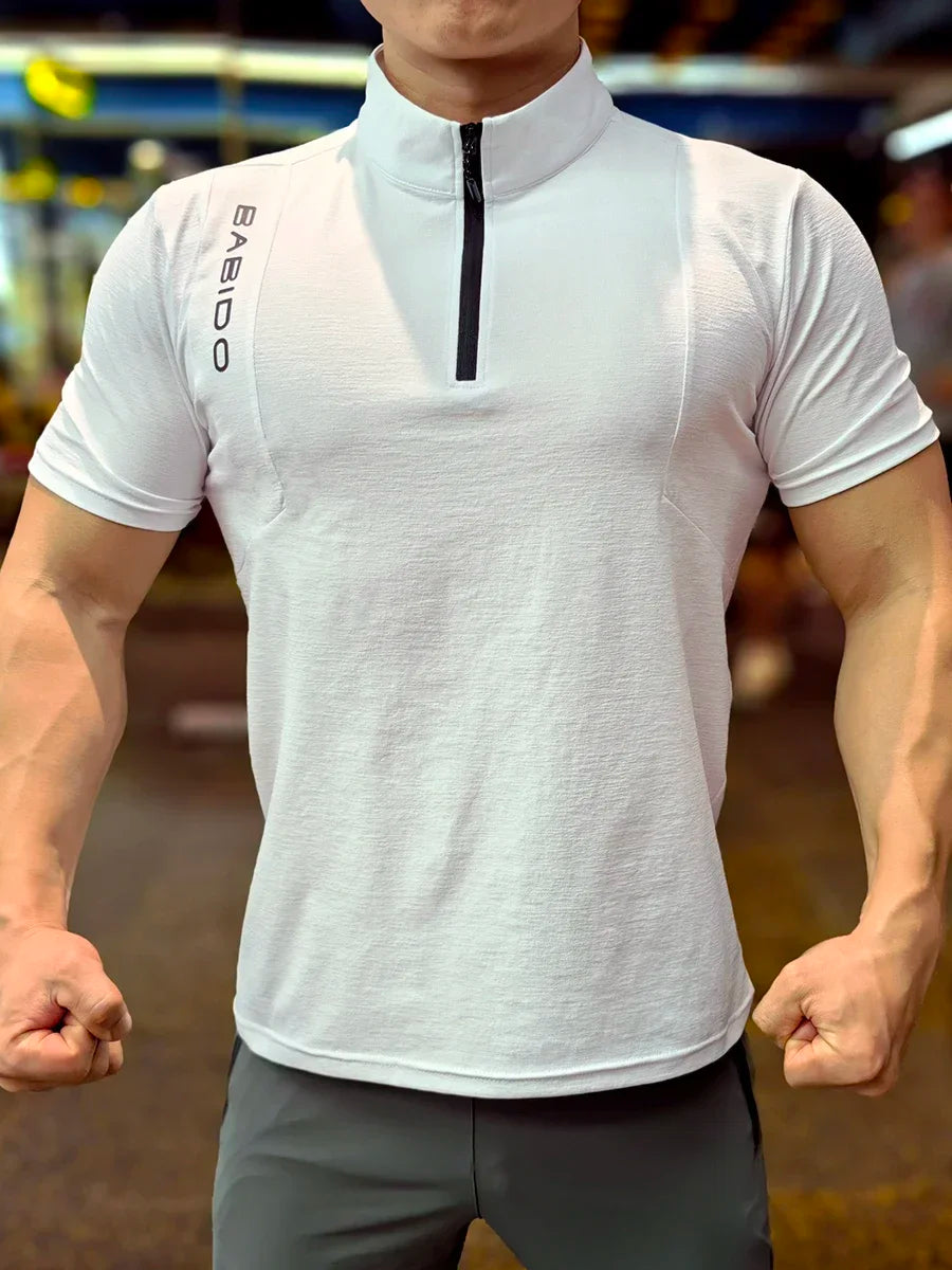 Men's Fitness Sport Clothing Bodybuilding Training Gym Running Short Sleeve Muscle Fit Top Quick Dry Rashguard T-Shirt