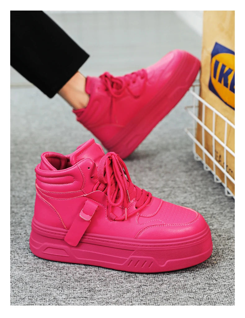 High-Top Platform Sneakers - Men's Thick-Sole Running Shoes